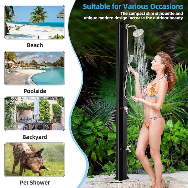 Costway 7.2 ft. 9.3 Gal. Solar Heated Shower with Rain Shower