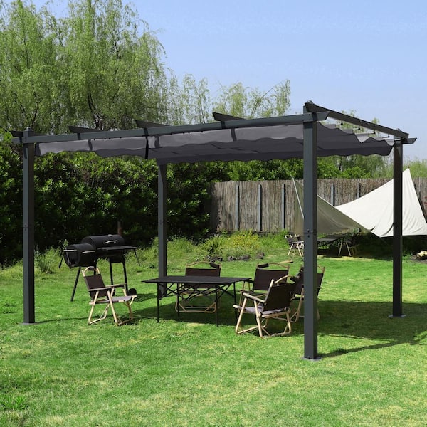 bruid Aan boord Metropolitan VEIKOUS 10 ft. x 10 ft. Aluminum Outdoor Patio Pergola with Retractable Sun  Shade Canopy Cover PG0202-01-1 - The Home Depot