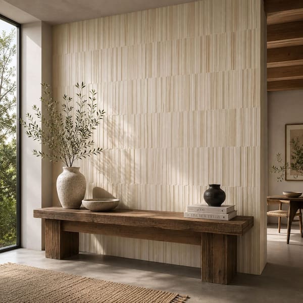 Nurici Bianco Origin Rectangle 16 in. x 48 in. Matte White-Cool Ceramic Stone Look Wall Tile (15.501 sq. ft./Case)