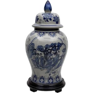 18 in. Porcelain Decorative Vase in Blue