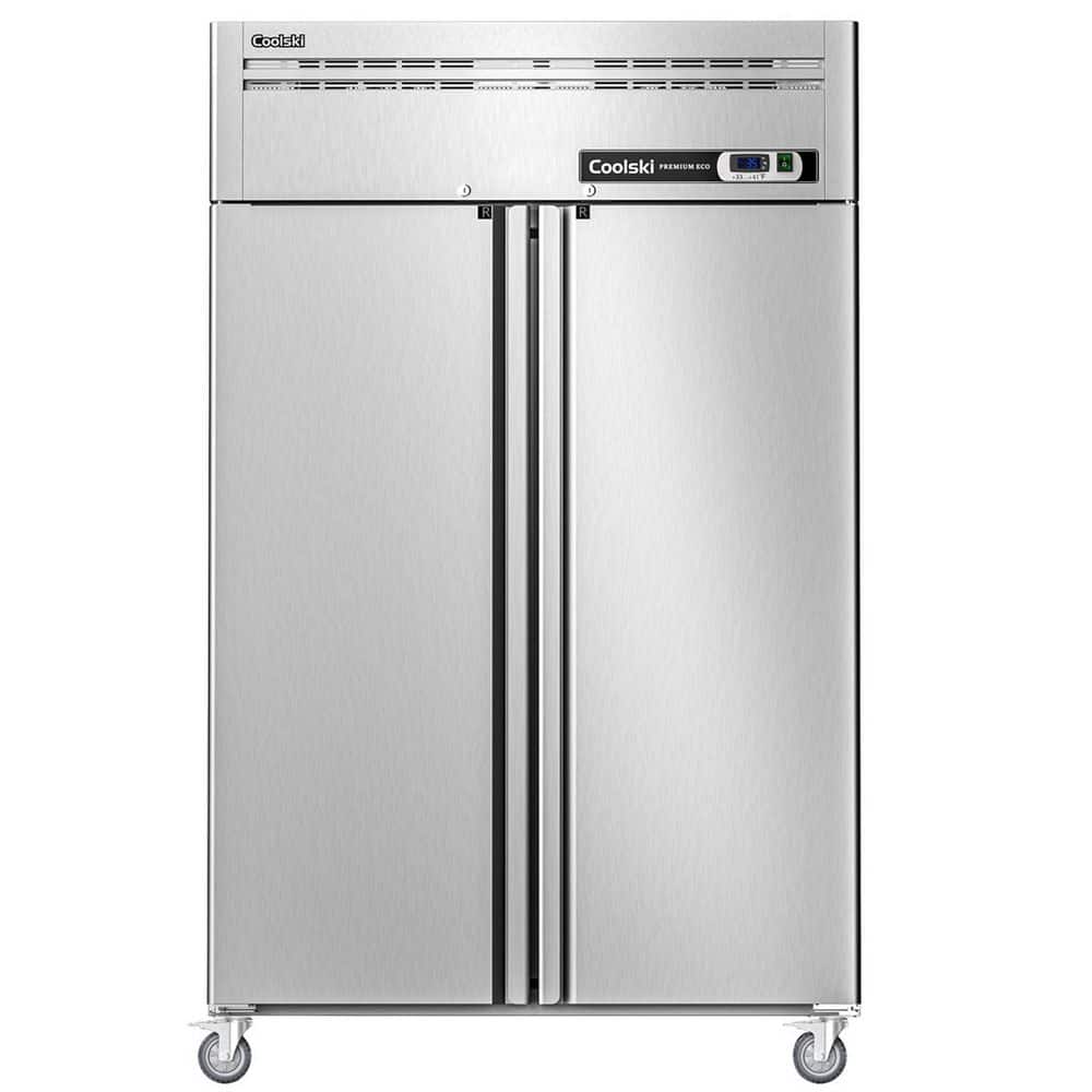 48in. 36 cu. ft. 2-Door Commercial Reach in Upright Refrigerator in Stainless Steel, ETL DOE Approved, No Ice Maker
