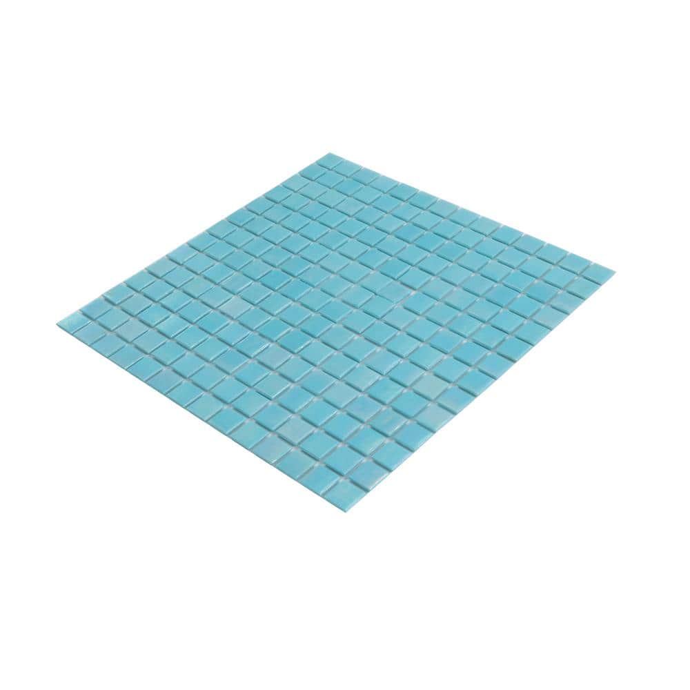 Cyan Blue Iridescent Glass Mosaic Wall and Floor Tile
