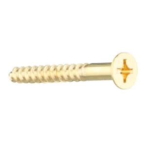 #6 x 1-1/2 in. Brass Phillips Flat Head Wood Screw (2-Pack)