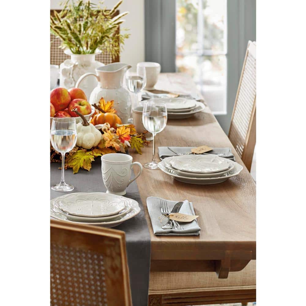 French Perle White Ceramic 12-Piece Dinnerware Set