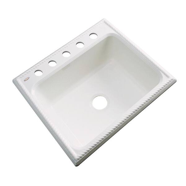 Thermocast Wentworth Drop-In Acrylic 25 in. 5-Hole Single Bowl Kitchen Sink in Biscuit