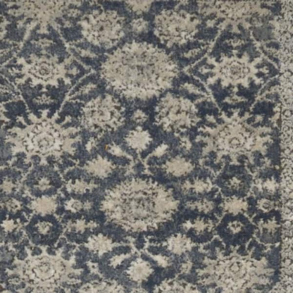 2 ft. x 10 ft. Blue Medallion Washable Area Rug