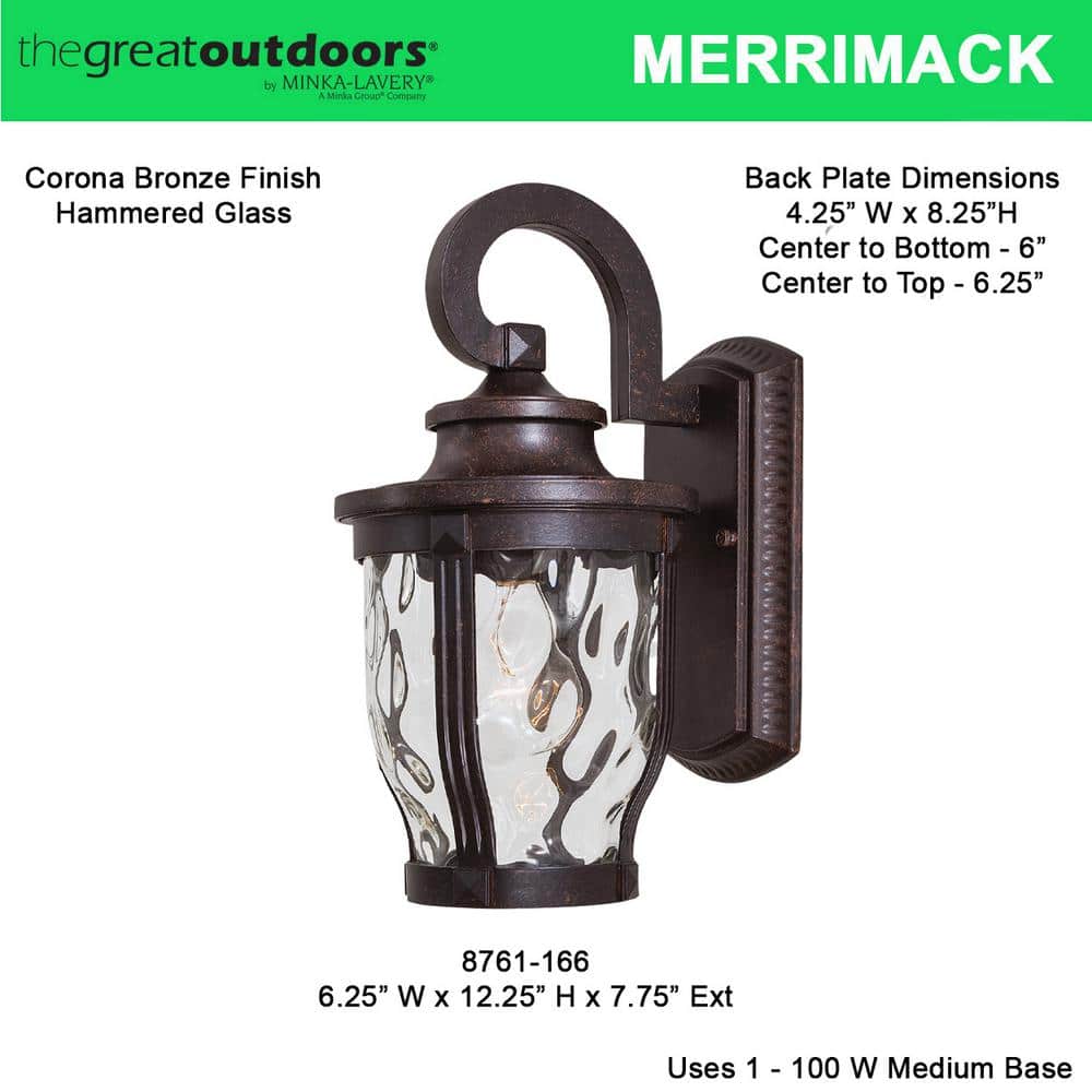 Corona Bronze Outdoor Lantern Sconce with Clear Hammered Glass