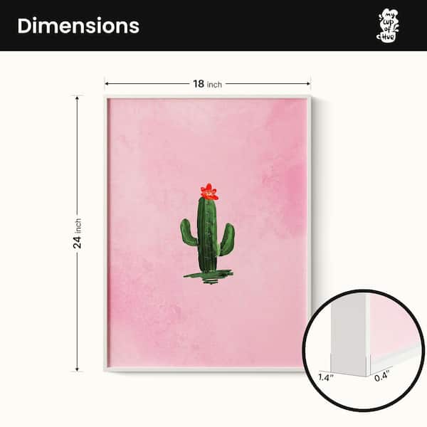 1 Piece Framed Pink Cactus Canvas Wall Art Green Plant Wall Decor Decorative Canvas Print 24 in. x 18 in.