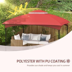 Wine Red Gazebo Canopy Replacement, 2-Tier Outdoor Gazebo Cover Top Roof with Drainage Holes for 10 ft. x 12 ft. Gazebo