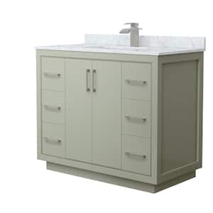 Icon 42 in. W x 22 in. D x 35 in. H Single Bath Vanity in Light Green with White Carrara Marble Top