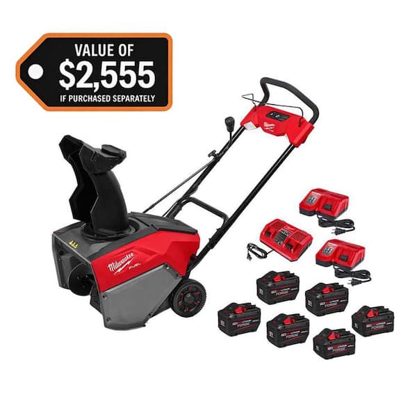 M18 FUEL 18V 21 in. Cordless Single Stage Snow Blower w/(4) 12.0 Ah Batteries, (2) 8.0 Ah Batteries, (3) Chargers