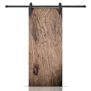 34 in. x 80 in. Artisan Print Series Old Knotted Wood MDF Modern Interior Sliding Barn Door with Hardware Kit
