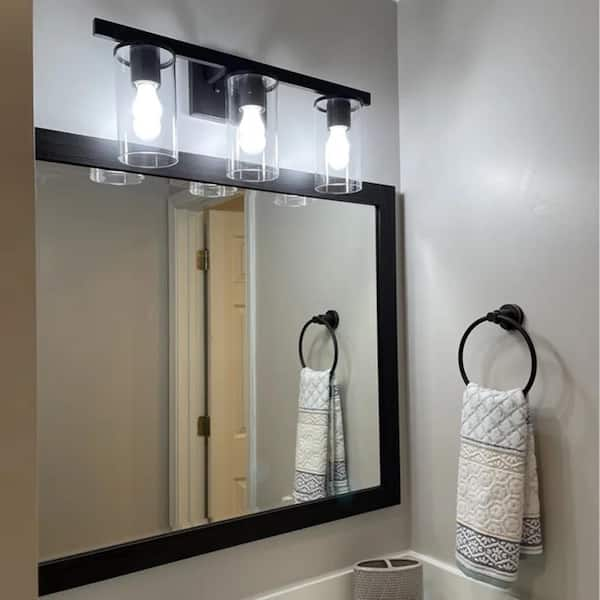 3-Light Oil-rubbed Bronze Vanity Light with Clear Glass Shade