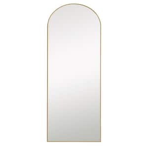 64 in. x 21 in. Modern Arched Shape Framed Gold Full-Length Floor Standing Mirror