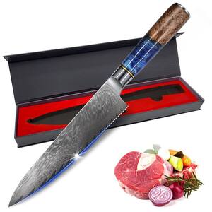 8 in. High-Carbon Steel Partial Tang Japanese Chef's Knife with Synthetic Polymer Handle (Set of 1)