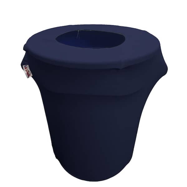 LA Linen 32 Gal. Navy Stretch Spandex Trash Can Cover Round