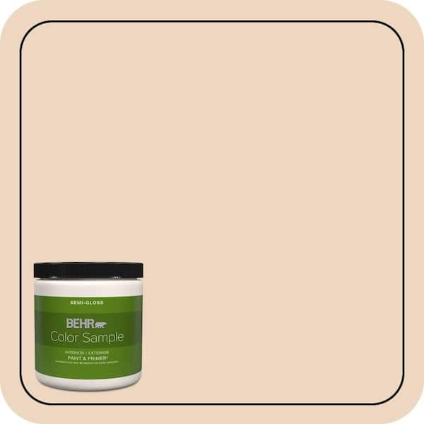 BEHR PREMIUM PLUS 8 oz. #PPU4-10A Sandy Beige Semi-Gloss Enamel Interior/Exterior Paint and Primer Color Sample