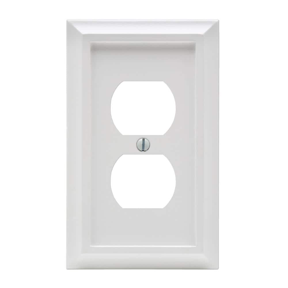 White Wood 1-Gang Duplex Outlet Wall Plate