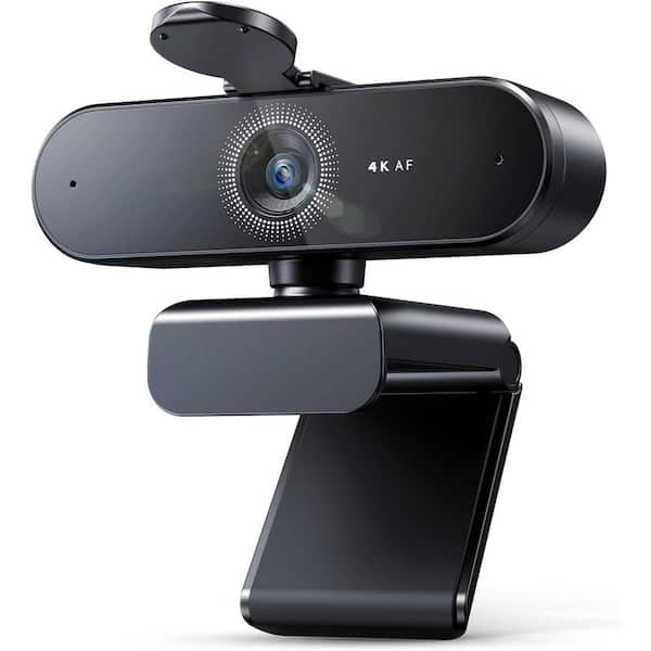 Yichuhaoxi 4K HD Webcam for PC with Autofocus, Dual Noise-Cancelling Mics Auto Light Correction, USB Plug and Play in Black