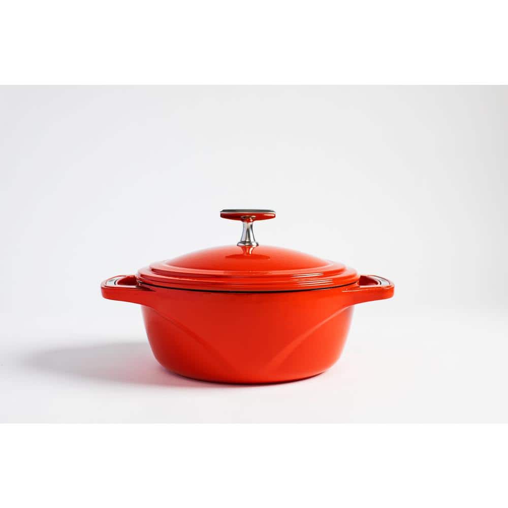 Red Enameled Cast Iron 3-Quart Dutch Oven with Lid