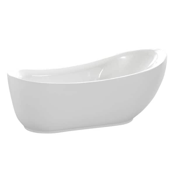 ANZZI Talyah 71 in L x 35 in W Acrylic Flatbottom Non-Whirlpool Bathtub in White