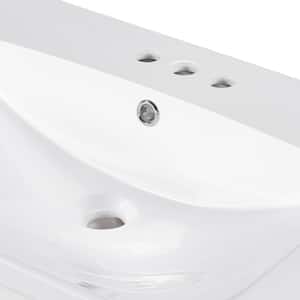 30.00 in. W x 18.00 in. D x 34.50 in. H Wood One Sinks Bath Vanity in White with White Resin Top and Storage Cabinet
