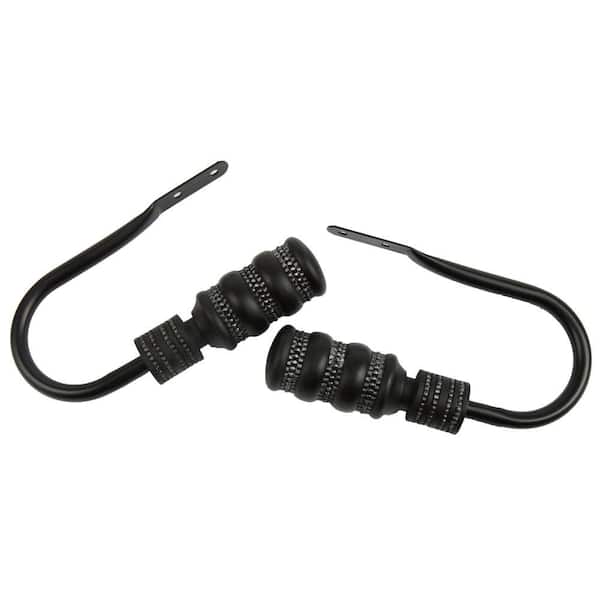 Rod Desyne Dollop Decorative Black Steel Hook Curtain Holdback (Set of 2)