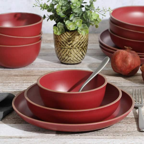 Cuisine & Co 7 Piece Red Artisan Ceramic Stoneware Bundle with 2