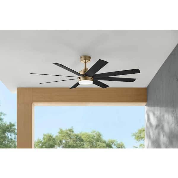 Celene II 62 in. Indoor/Outdoor Brushed Gold DC Motor Ceiling Fan with Adjustable White Integrated LED w/Remote Included