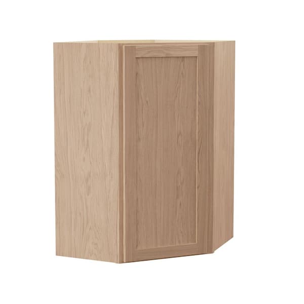 Hampton Bay Sinclair 24 in. W x 12 in. D x 36 in. H Assembled Kitchen Corner Wall Cabinet in Shaker Light Oak