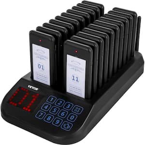 F103 Wireless Calling System 20 Pagers Max 98 Channel Touch Keyboard Restaurant Pager System for Church, Hospital, Hotel