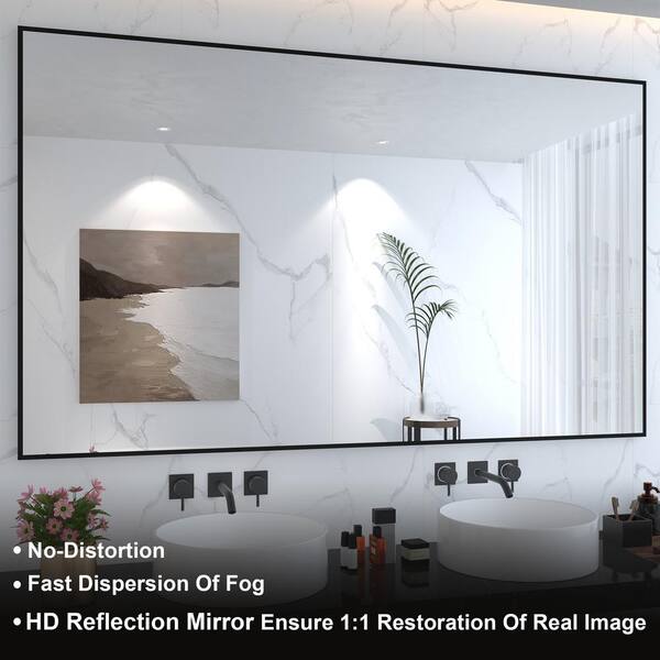 60 in. W x 36 in. H Large Rectangular Aluminum Alloy Framed Wall Bathroom Vanity Mirror in Black 60 in. W x 36 in. H Large Rectangular Aluminum Alloy Framed Wall Bathroom Vanity Mirror in Black