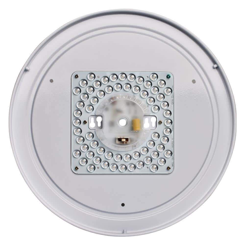 15 in. Beige Contemporary Integrated LED Flush Mount with Fabric Shade and White Acrylic Diffuser (NO TEST)