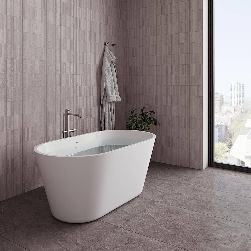 54" Glossy White Acrylic Freestanding Soaking Bathtub