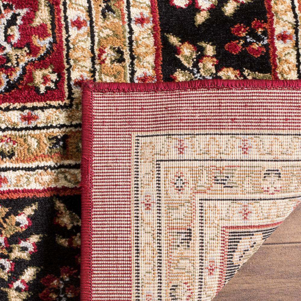 Red and Black Floral Synthetic Tufted Circle Area Rug