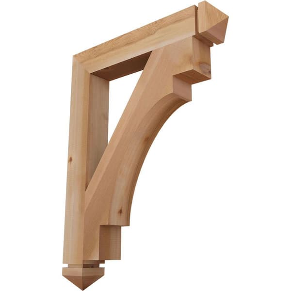Ekena Millwork 3.5 in. x 34 in. x 26 in. Western Red Cedar Merced Arts and Crafts Smooth Bracket