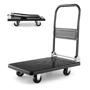 880 lb. Load Capacity Folding Push Cart Dolly with Swivel Wheels and Non-Slip Loading Area