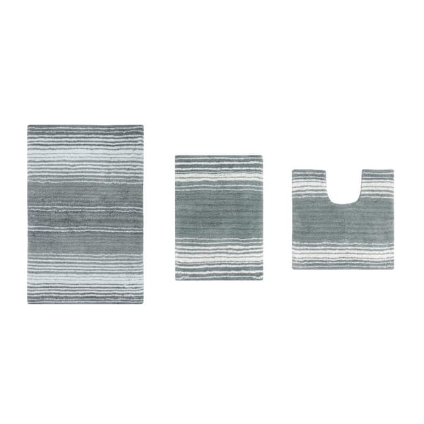 100% Cotton Gradiation Collection Machine Washable 3-Pcs Set with Contour, Gray