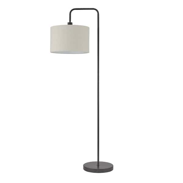 Modern Standard Floor Lamp in a Brushed Chrome Finish with a Beige Diamante Cylinder Light Shade