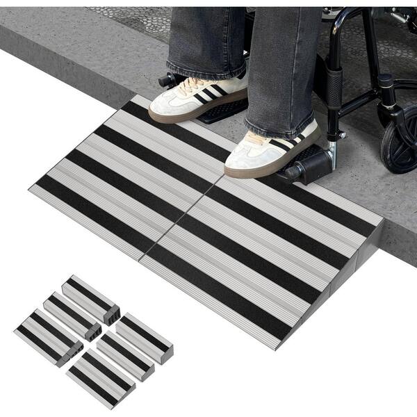 4 Inch Rise Modular Threshold Ramp Wheelchair Doorway Curb Step Ramp ...