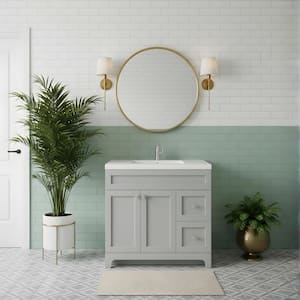 Daisy 36 in. W x 21 in. D x 36 in. H S/Sink Free Standing Bath Vanity in Canadian Gray with Cultured Marble Top in White