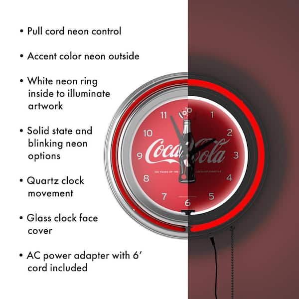 Coca-Cola ネオンサイン掛時計 アダプター 元箱付 Coca-Cola ネオンサイン掛時計 アダプター 元箱付 インテリア小物 Coca