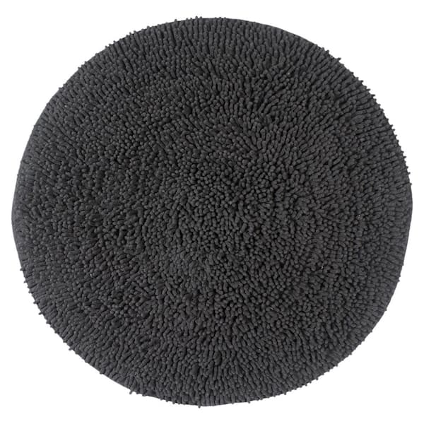 HOME WEAVERS INC Fantasia Collection 100% Cotton Tufted Non-Slip Bath Rugs, 25 in. x25 in. Round, Gray