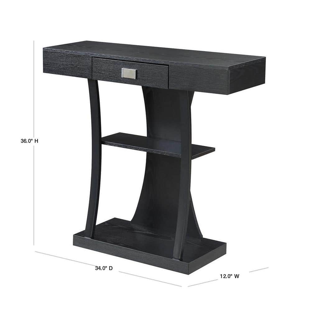 Newport Black Wood and Metal Console Table with Storage