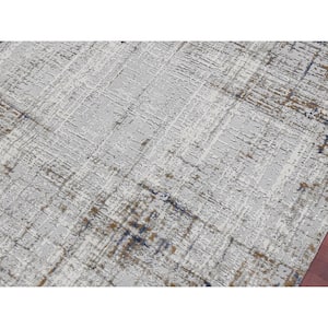 Savannah Dylanne Gold 8 ft. 10 in. x 11 ft. 10 in. Modern Abstract Polyester Blend Area Rug