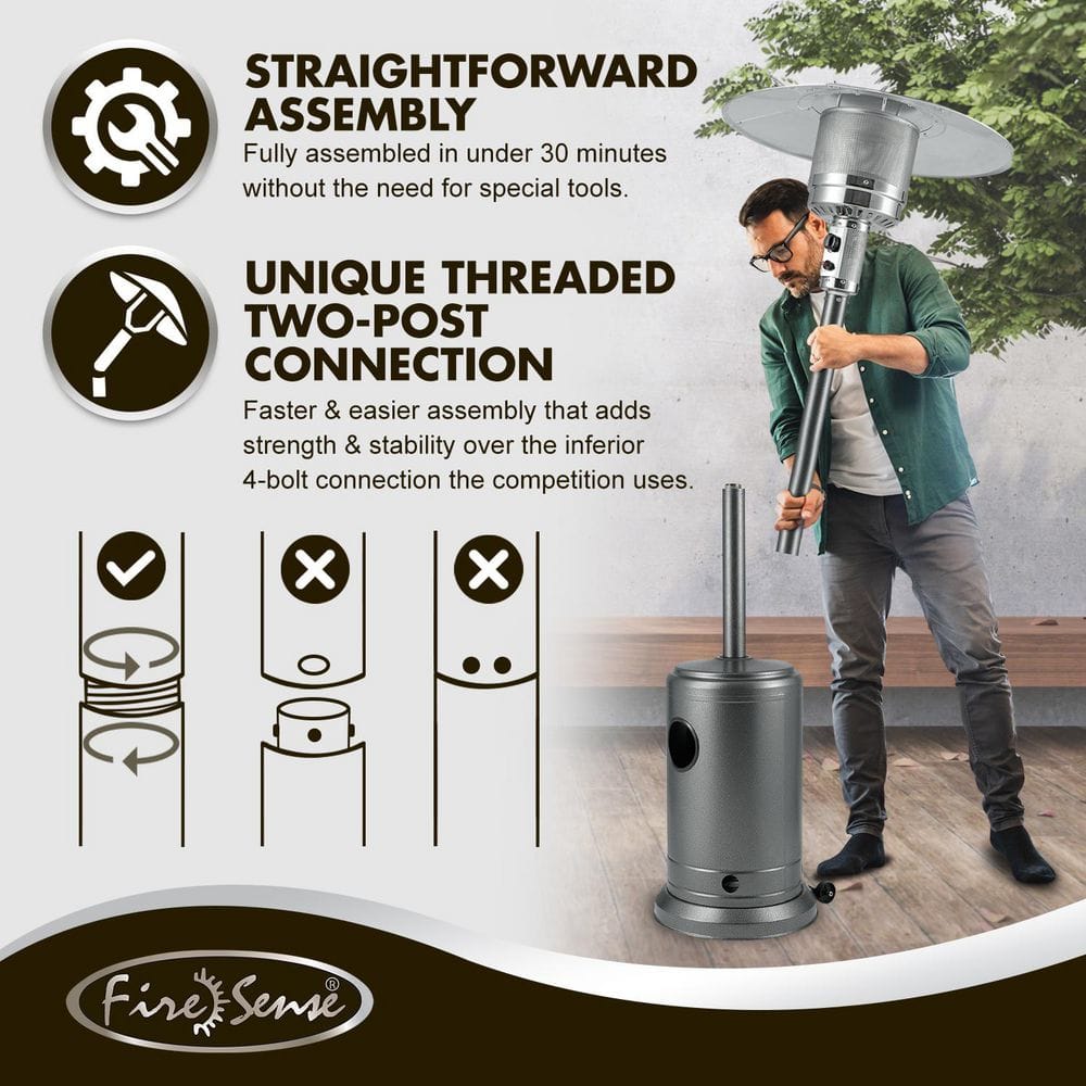 Hammered Platinum 33" x 33" Powder Coated Propane Patio Heater
