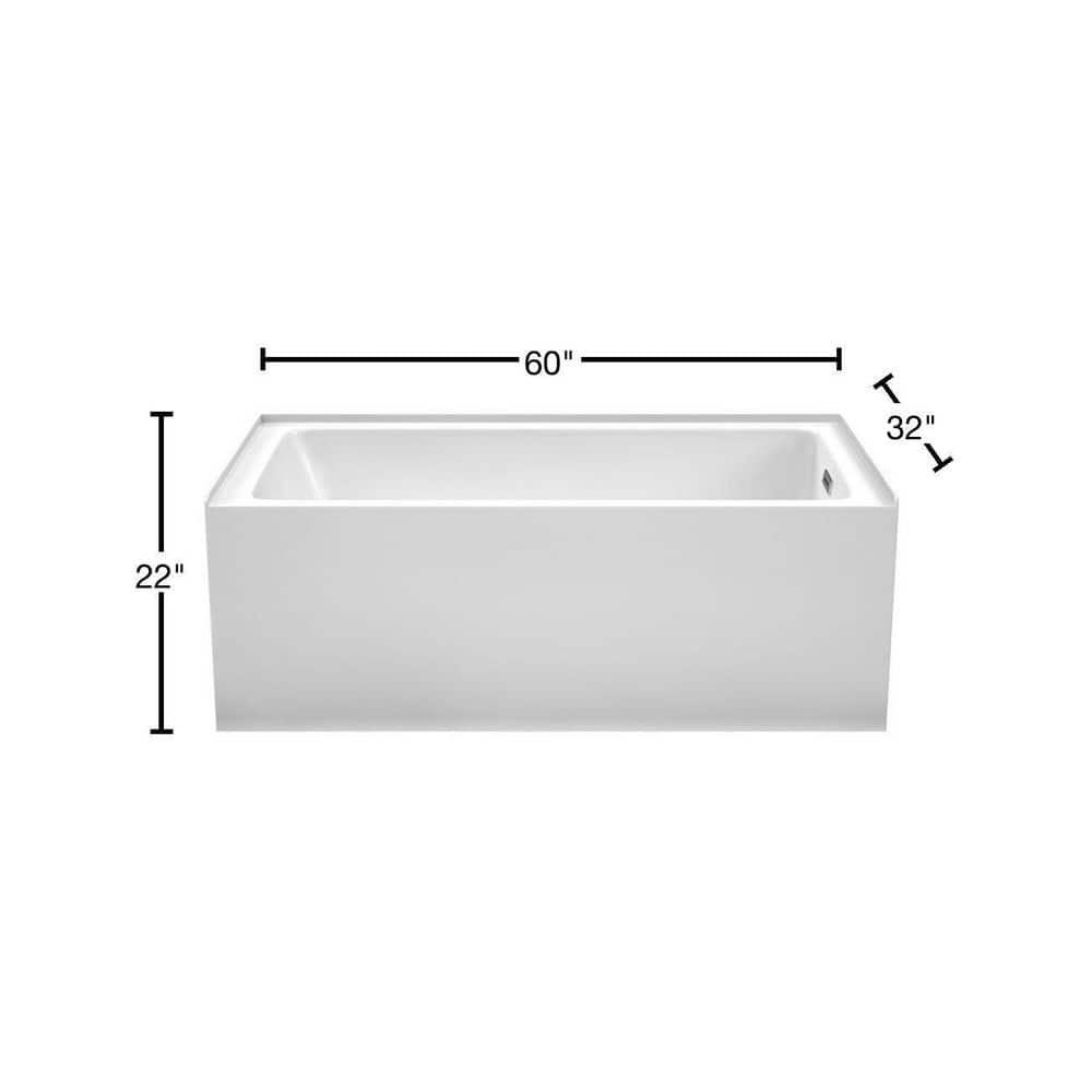 Grayley 32" White Acrylic Alcove Bathtub with Chrome Trim