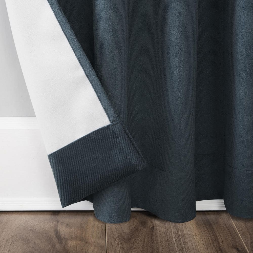 Teal Velvet Blackout Back Tab Curtain Panel, 50" x 84"