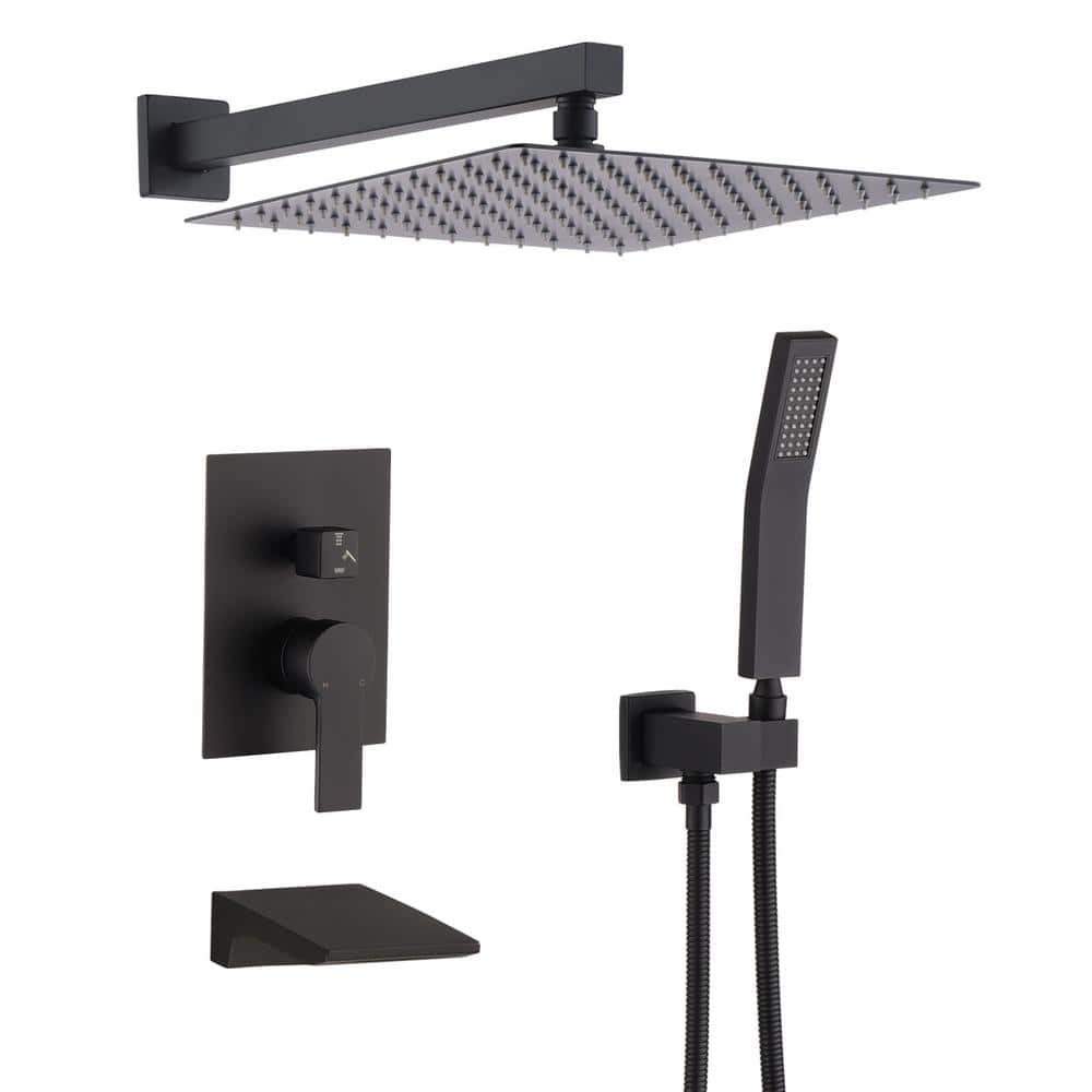 3-Spray Standard 10 in. Double Handheld Shower Head Wall Mounted Rainfall F