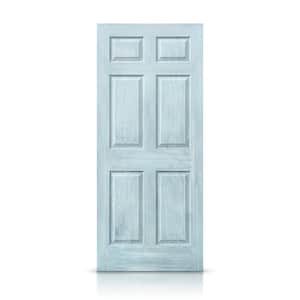 30 in. x 80 in. Vintage Denim Blue Stain Hollow Core Composite MDF 6 Panel Interior Door Slab